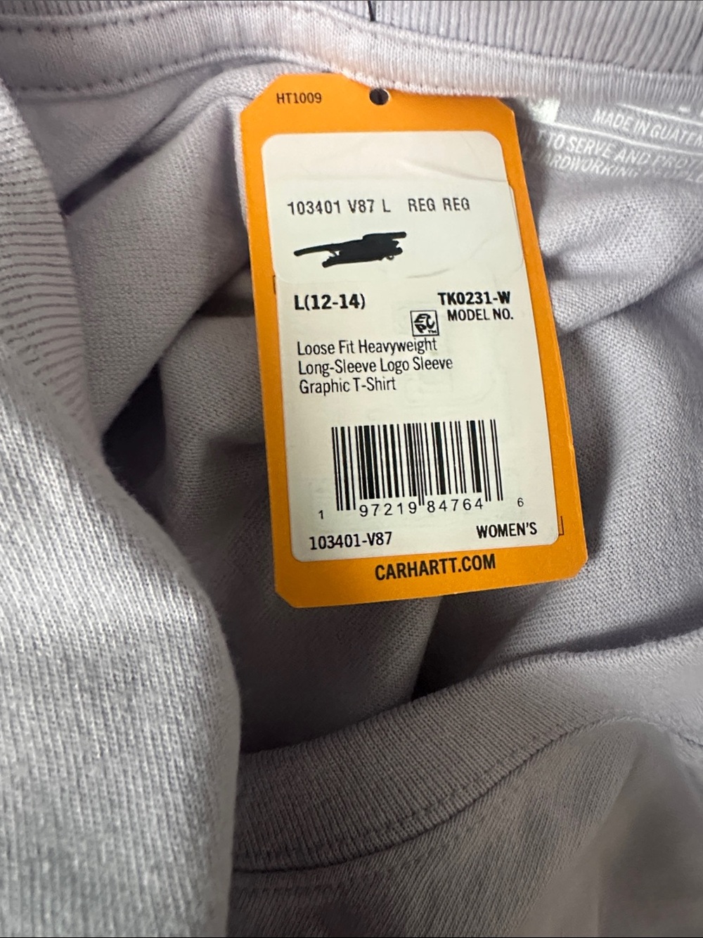 CARHARTT Lilac Long Sleeve Crewneck Top Size L - Picture 7 of 7